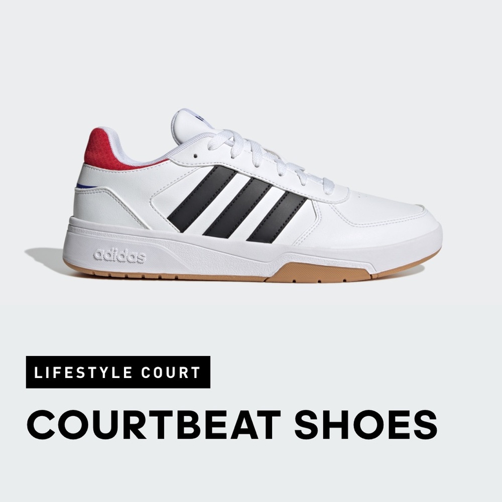 Adidas Courtbeat White and Black Sneakers with Signature Stripes